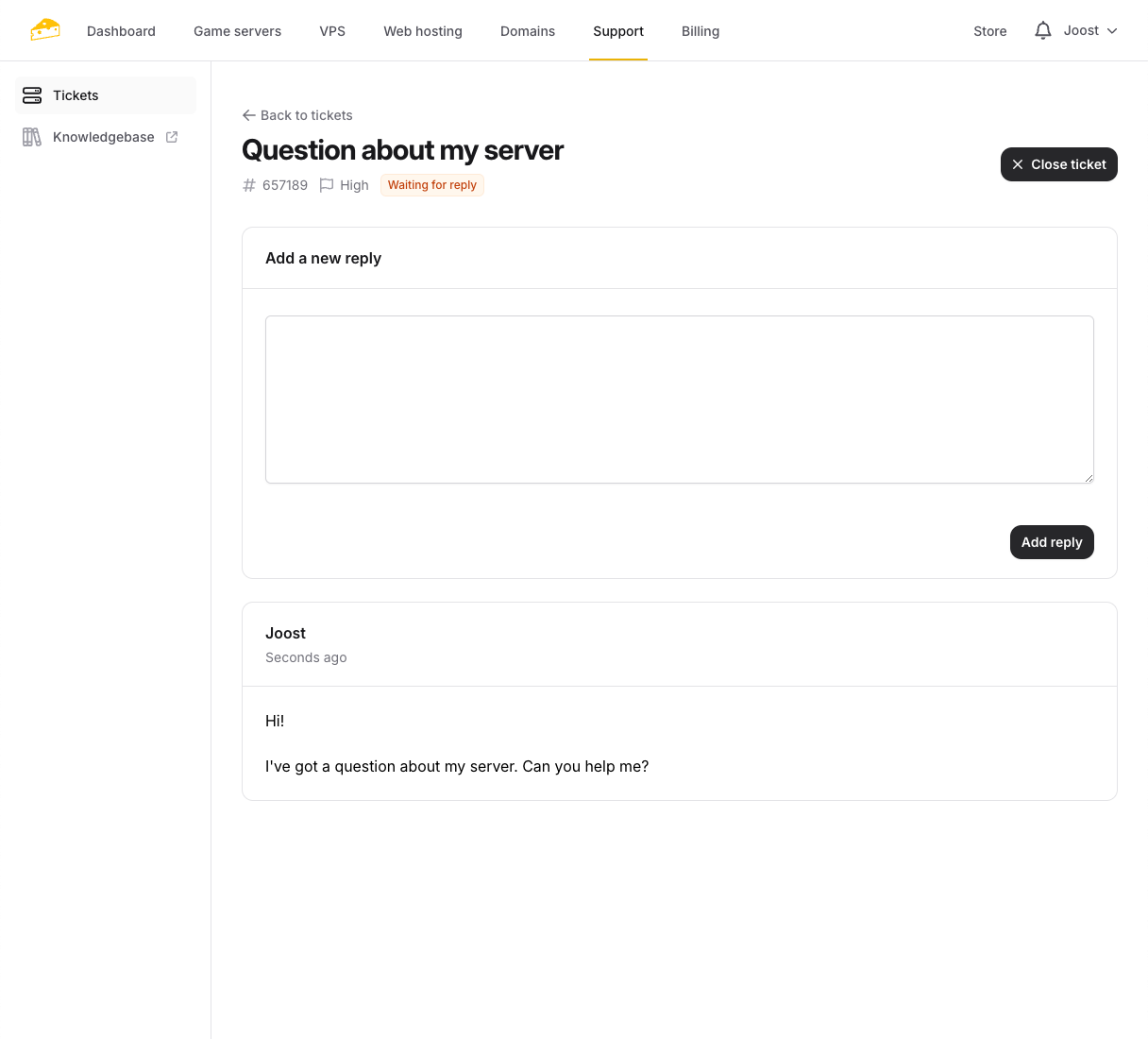Fantastic support for hosting products